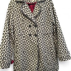 Tulle Gray and White Pea Coat Classic Preppy Women's Size Medium